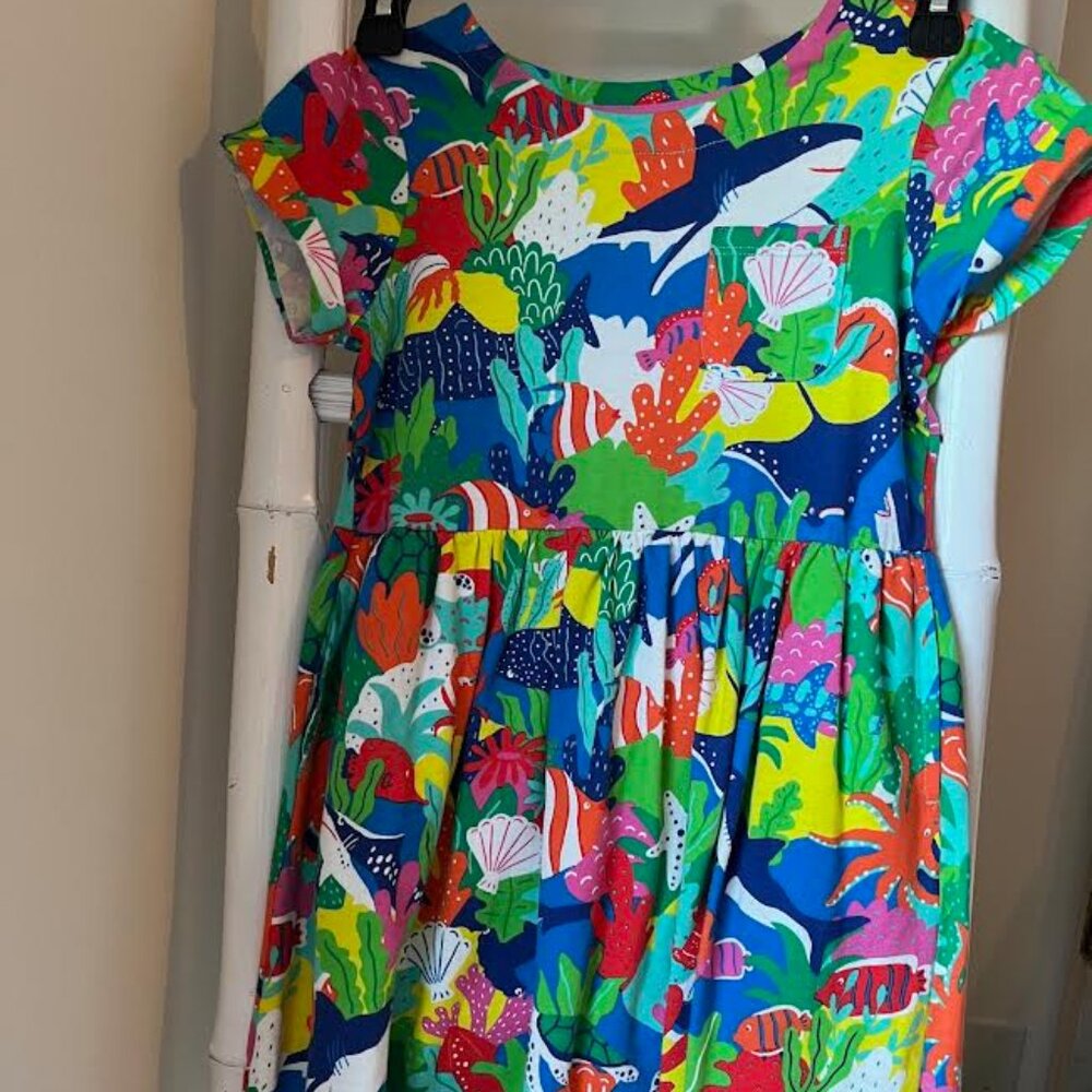 Mini Boden Sealife dress with pockets, 8-9